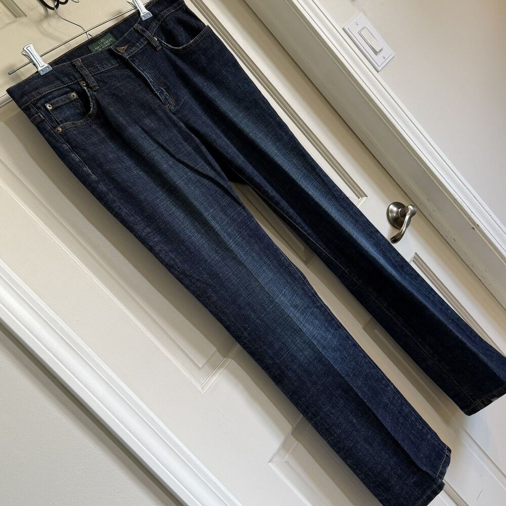 LRL Lauren Jeans Ralph Lauren Womens  10 Dark Wash Stretch Straight Leg Jeans